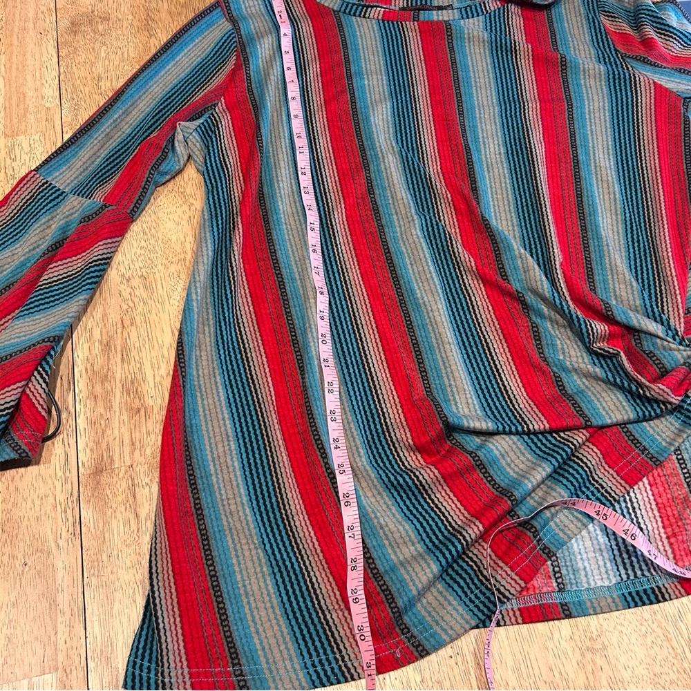 🌿Crazy Train Boho Striped Bell Sleeve Blouse XL‎ - Multicolor Western Boho Top - Picture 5 of 6
